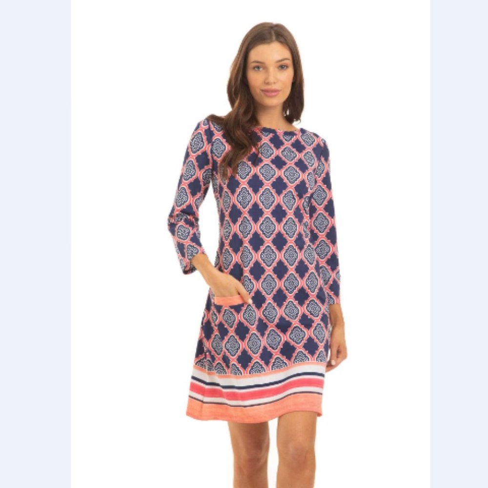 CABANA LIFE Upf 50 Geo Cabana Cover-up Shift Dress M